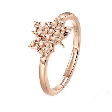 GOLD PLATED SILVER RING - MAPLE LEAF